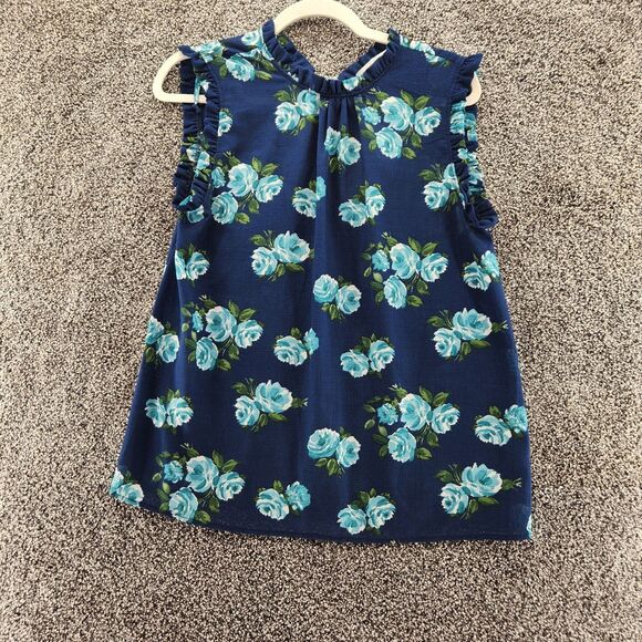 WAYF small blue floral sleeveless blouse w ruffle sleeves - Picture 1 of 8
